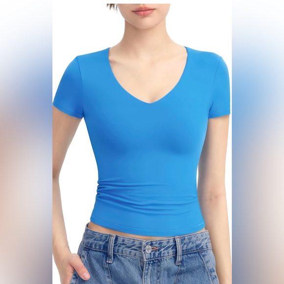 Pumiey Tops - SOLD🆕 NWT PUMIEY Blue V-Neck Slim Fit Tee | Size XL